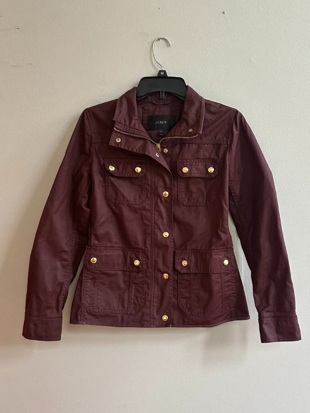 Women's J. Crew Maroon Burgundy Field Jacket XS Utility Fall Coat